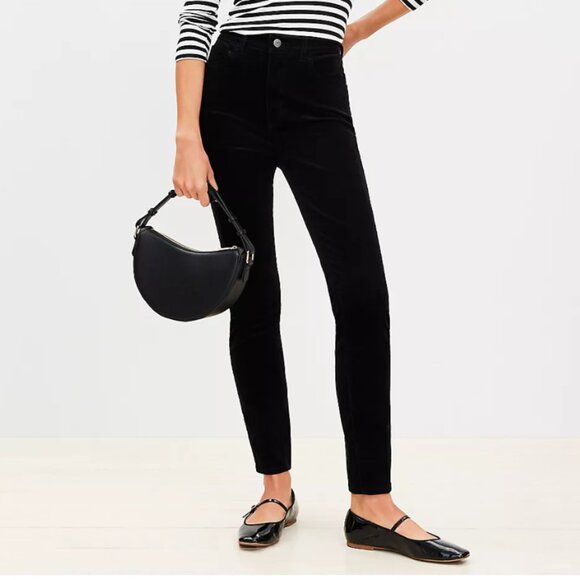 Loft Womens Petite |10/30| Black Skinny Corduroy High Rise Pants - Picture 1 of 2